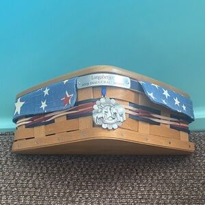 Longaberger Blue and Brown Basket with Star Accents